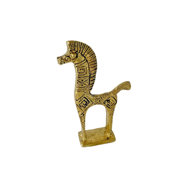 Vintage Brass Estruscan Trojan Horse Figure Sculpture Giraffe Figurine 4" - Picture 1 of 7